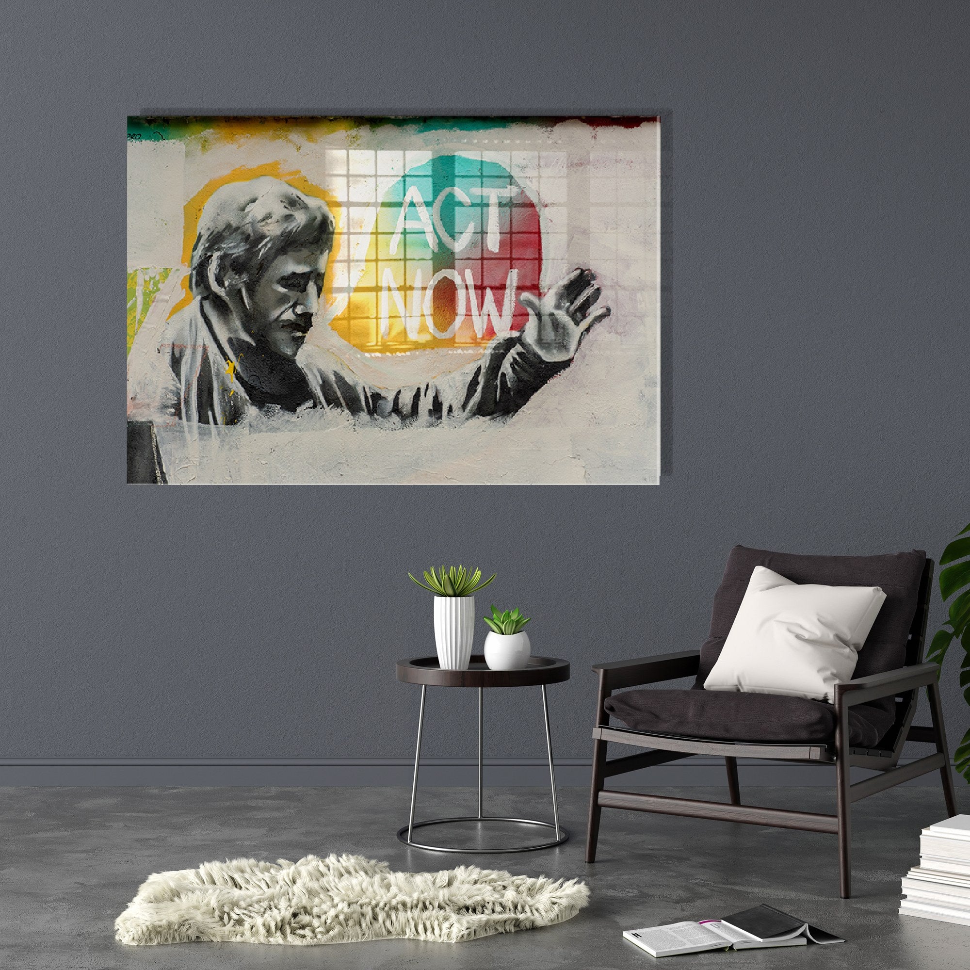 Arte Decorativa em Vidro Temperado Multicolor 45x65cm - Pintura Moderna para Decoração de Interiores