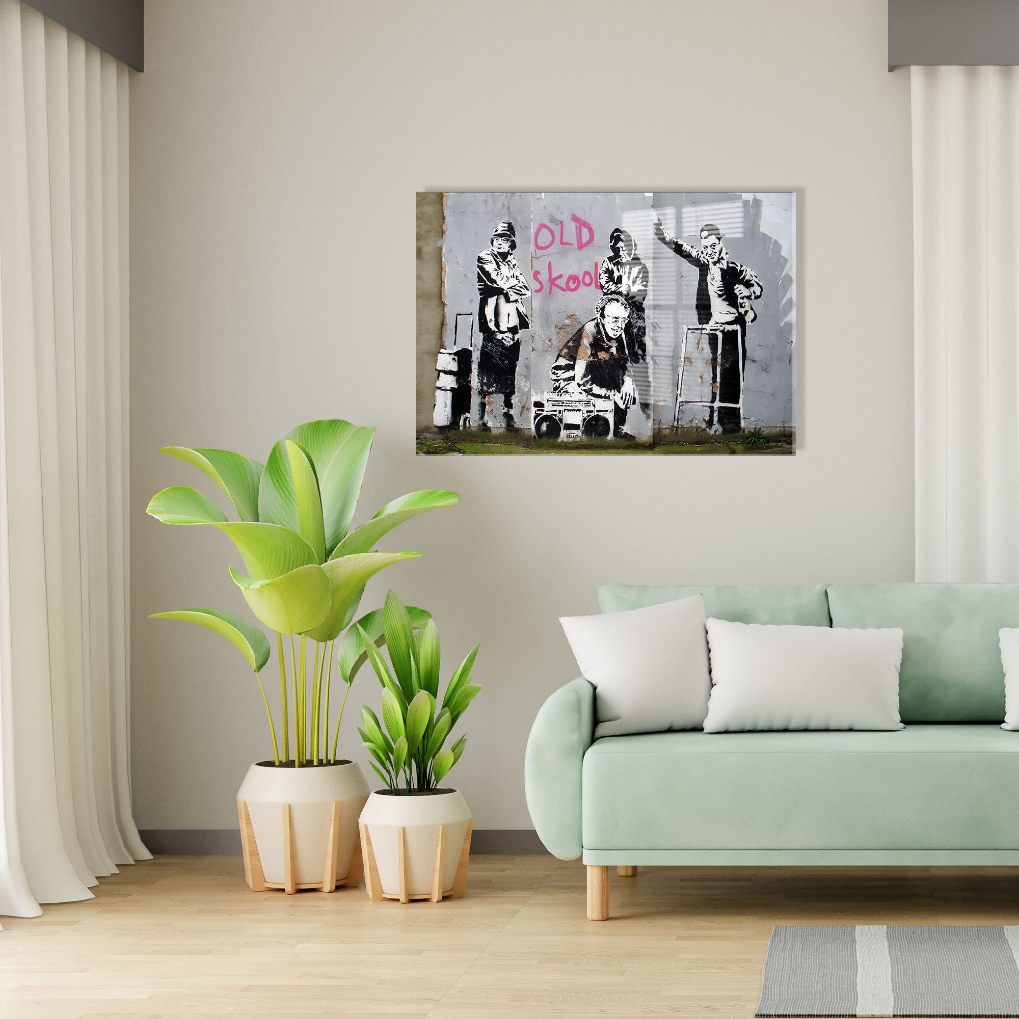 Arte Decorativa em Vidro Temperado 1887 - Pintura Multicolor 70x100cm para Decoração de Interiores