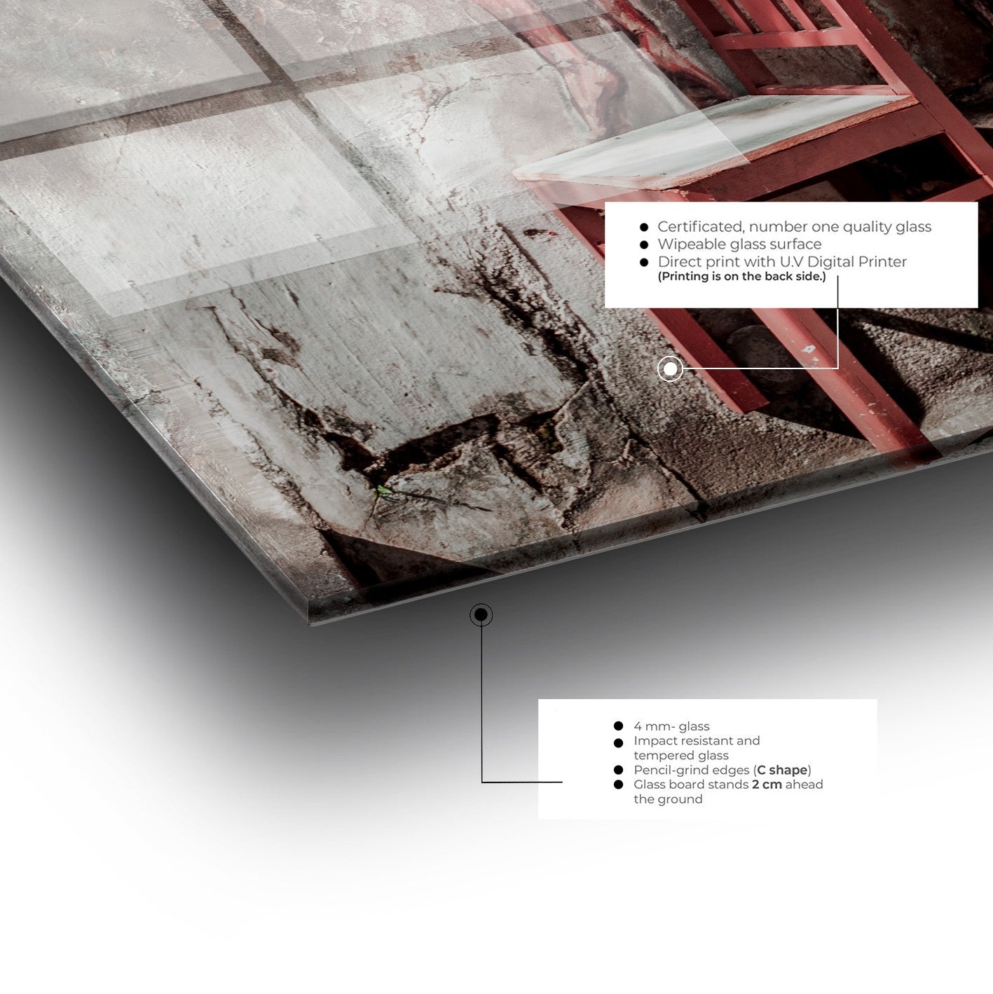 Arte em Vidro Temperado Multicolor 1888 - Pintura Decorativa 70x100cm Resistente e Elegante