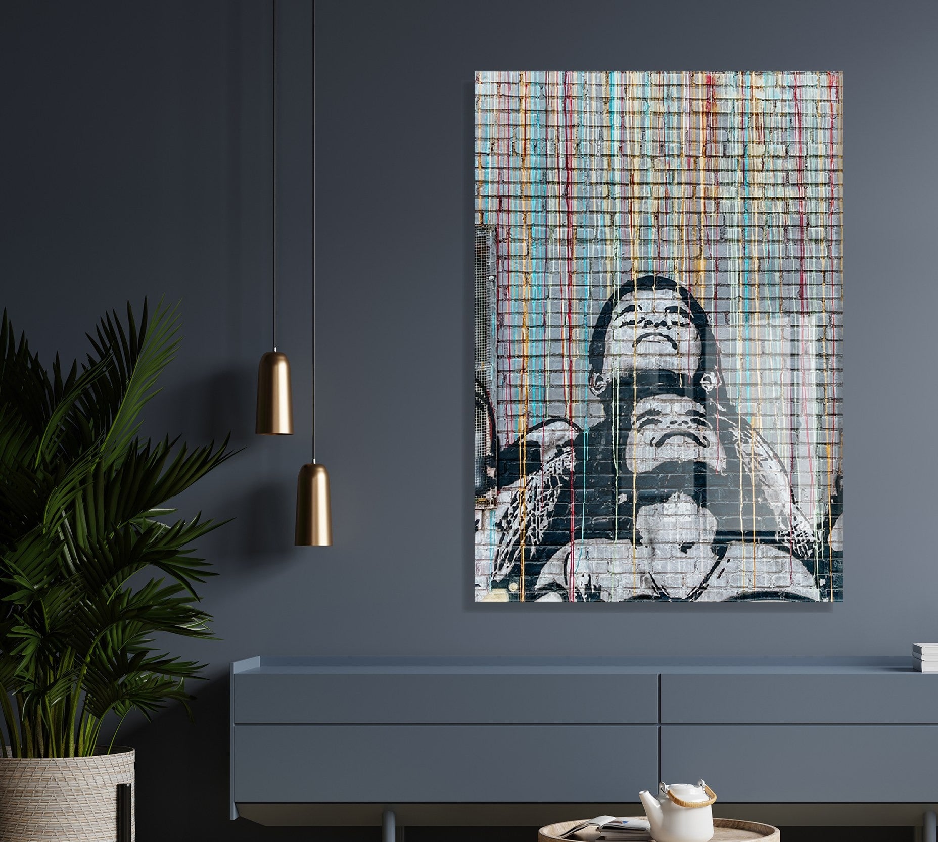 Arte Decorativa em Vidro Temperado 1894 - Pintura Multicolor 45x65cm para Decoração de Interiores