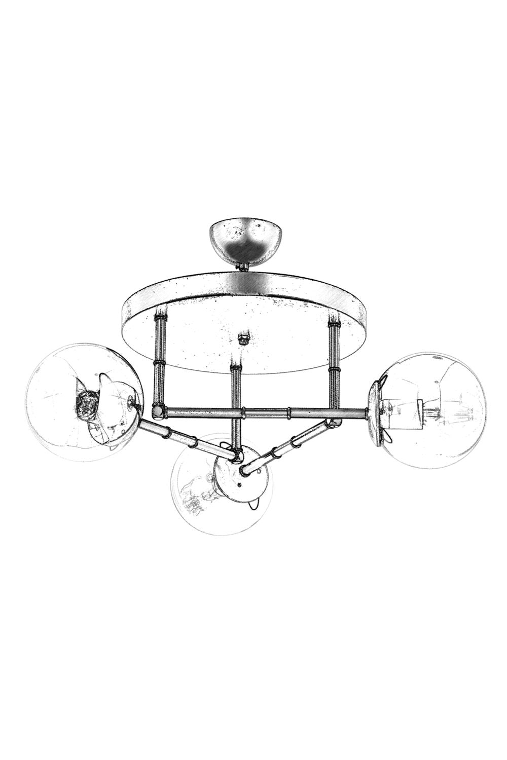Candeeiro de Teto – 50 cm – Preto e Dourado – Metal