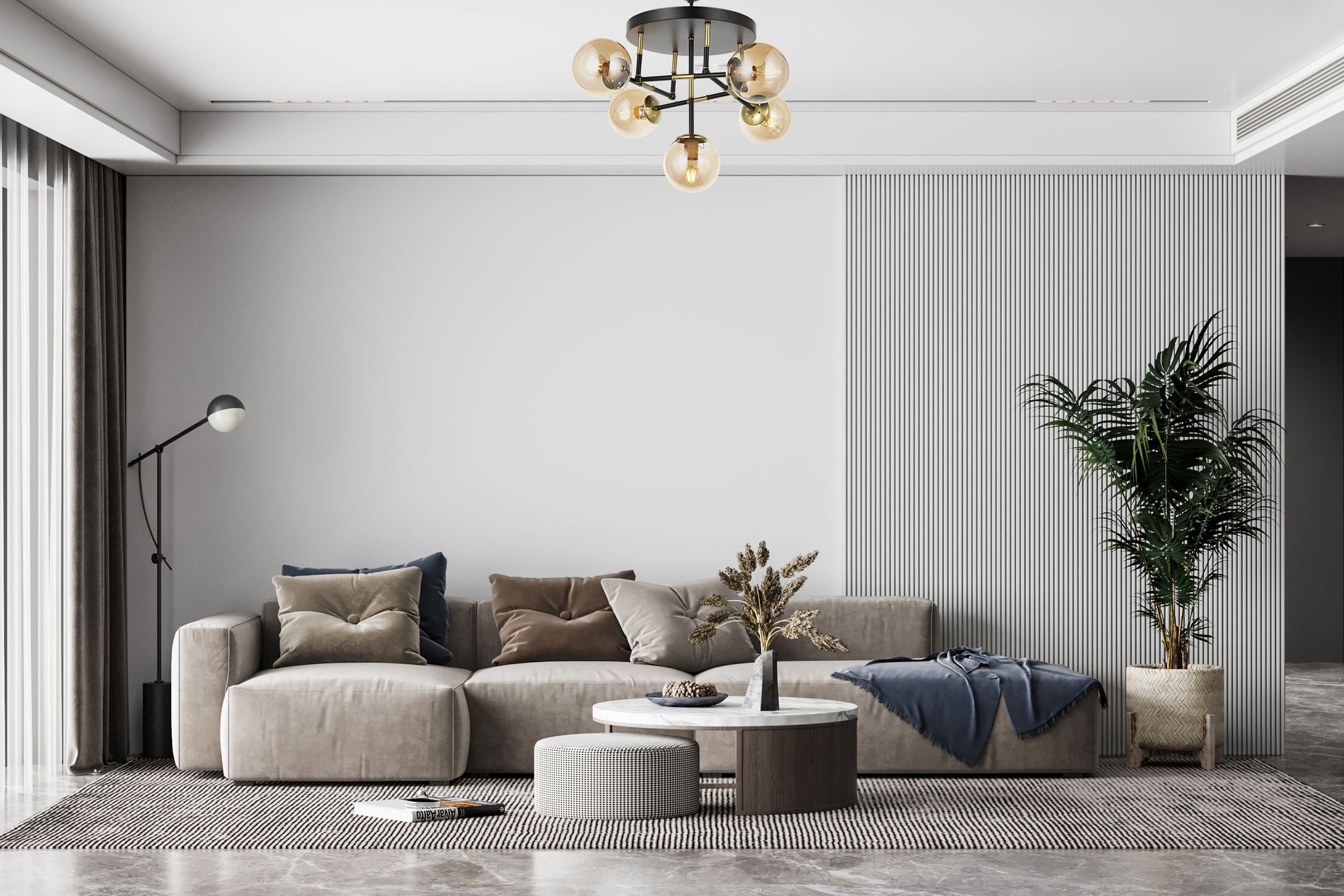 Candeeiro de Teto – 60 cm – Preto e Dourado – Metal