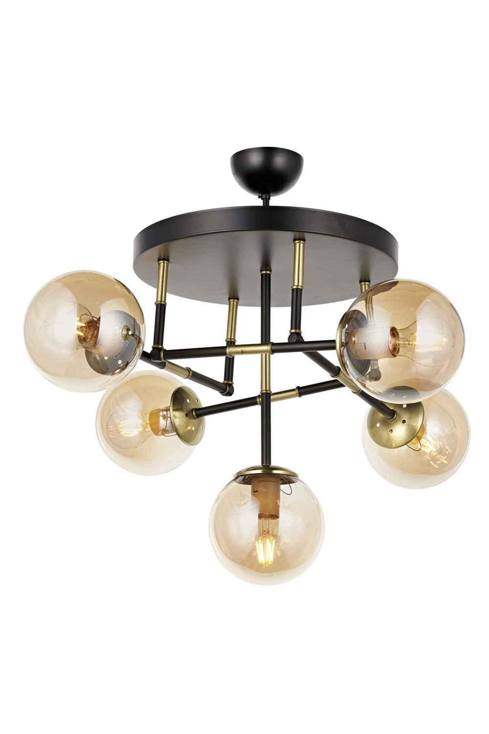 Candeeiro de Teto – 60 cm – Preto e Dourado – Metal