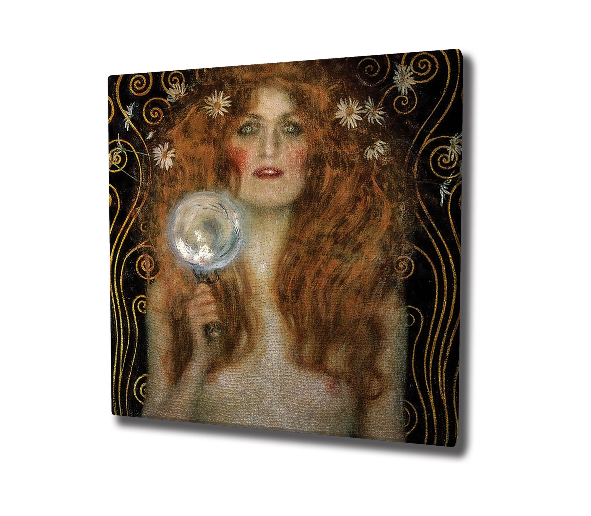 Quadro Decorativo Gustav Klimt - Tela Canvas 45x45cm com Moldura de Madeira - Impressão Digital Multicolor