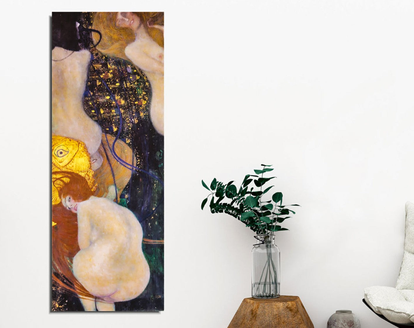 Pintura decorativa em tela com moldura – 30 x 80 cm – madeira