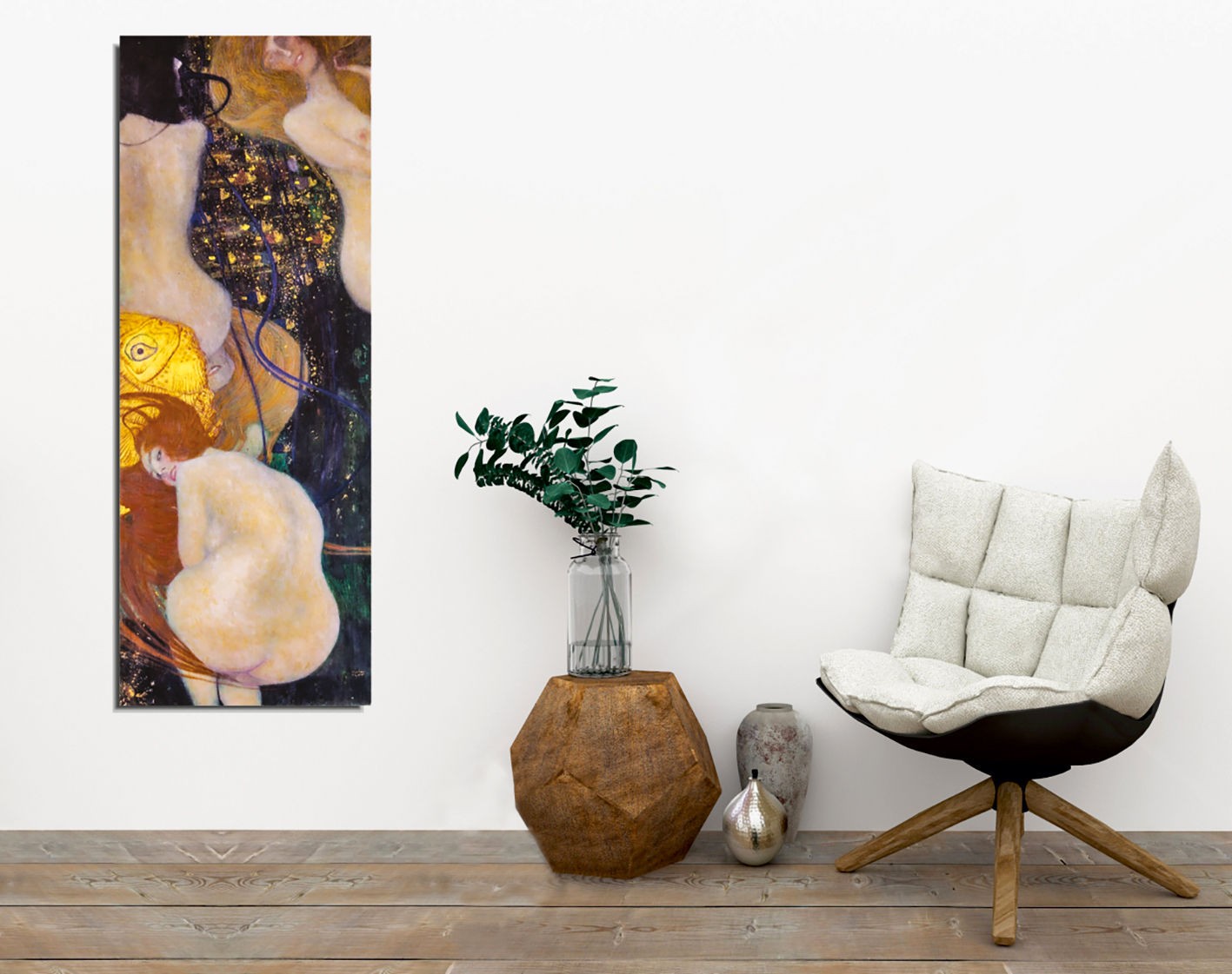 Pintura decorativa em tela com moldura – 30 x 80 cm – madeira
