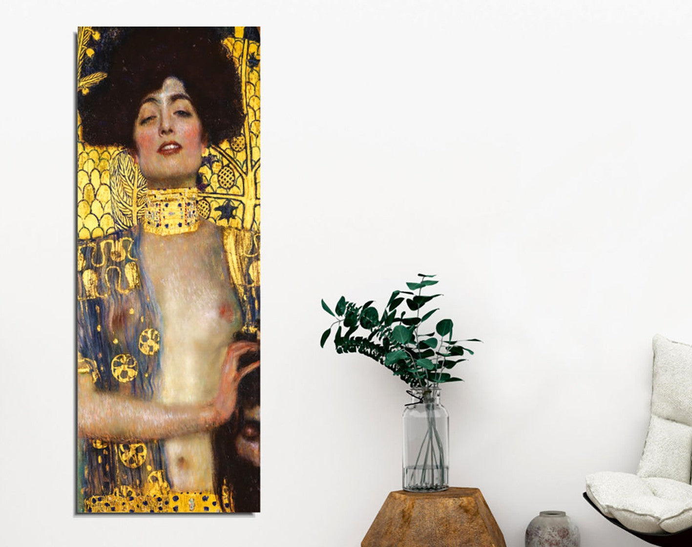 Pintura decorativa em tela – 30 x 80 cm – moldura de madeira