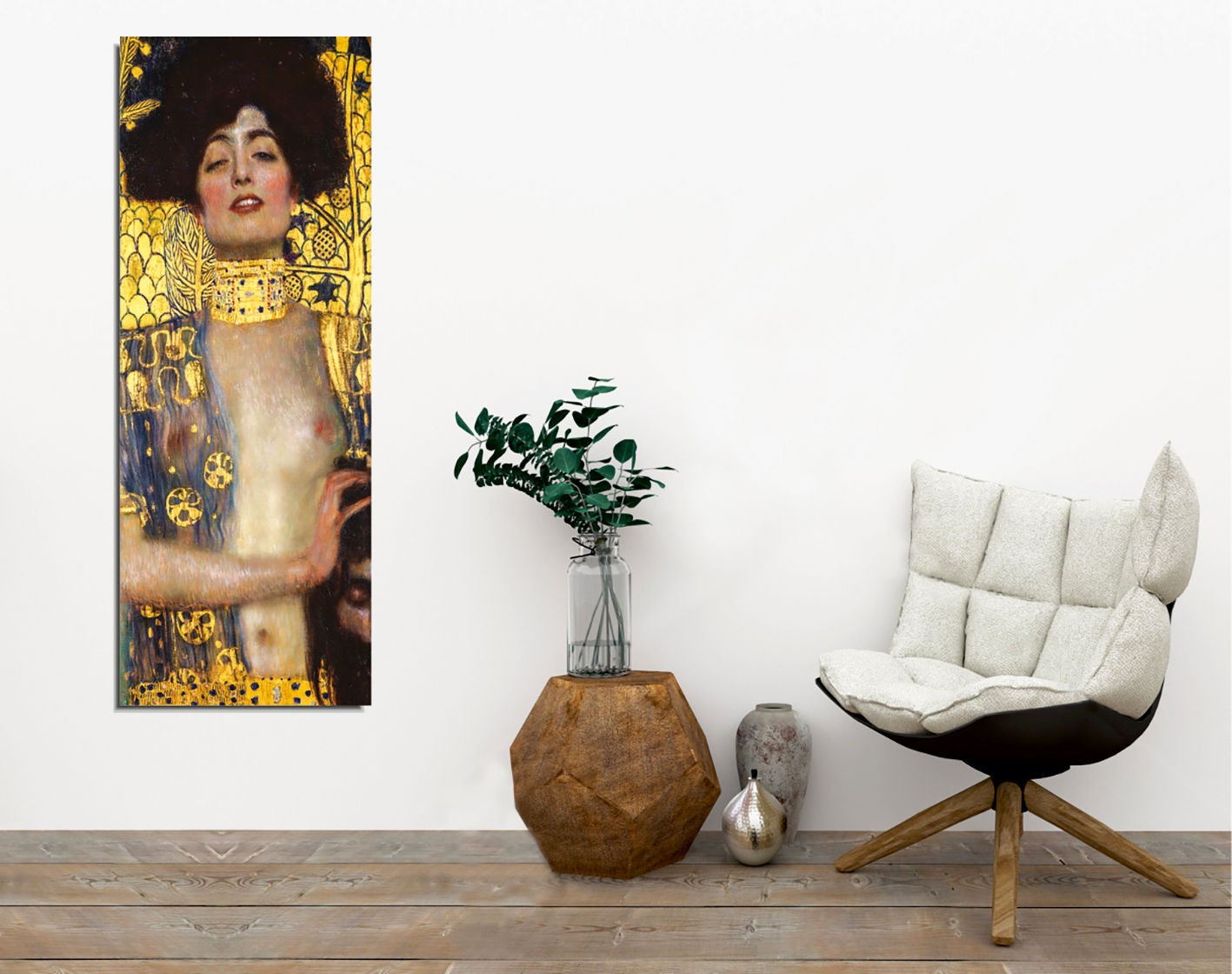 Pintura decorativa em tela – 30 x 80 cm – moldura de madeira