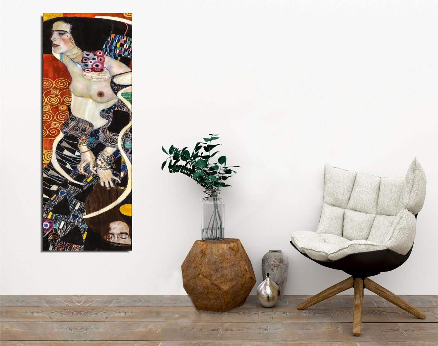 Quadro Decorativo em Tela 30x80cm - Impressão Digital Multicolor com Moldura de Madeira