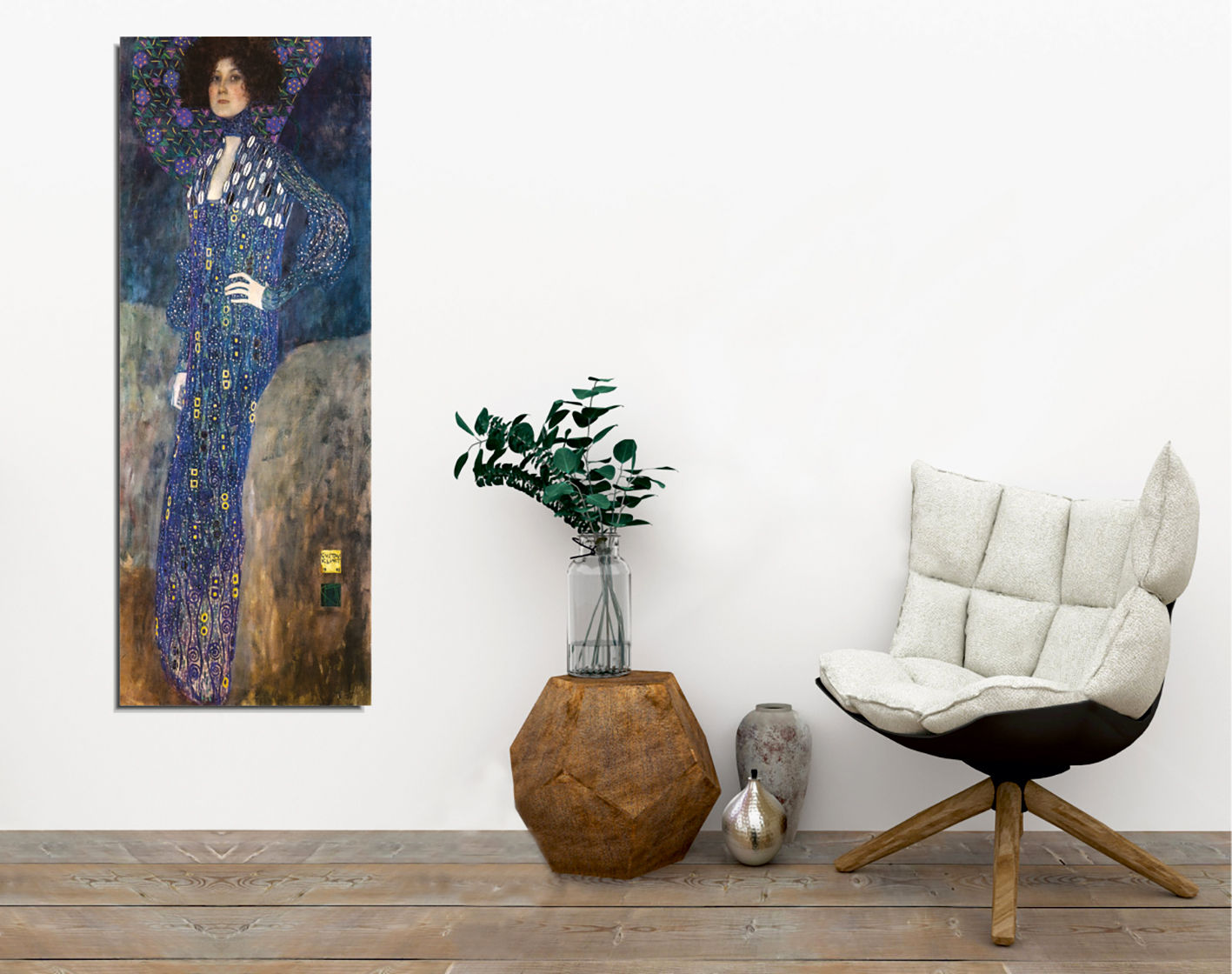 Pintura decorativa em tela com moldura – 30 x 80 cm – madeira