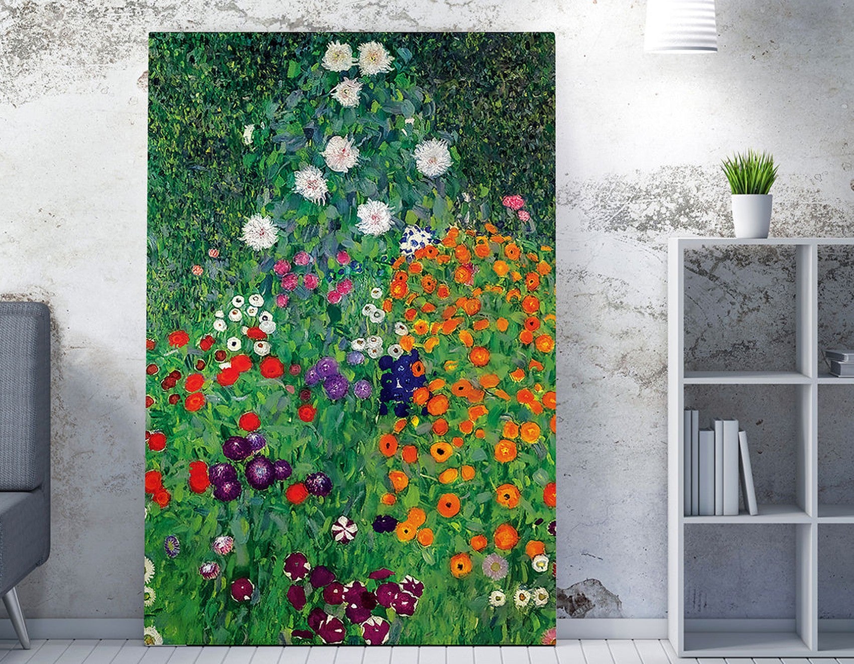 Pintura decorativa em tela com moldura – 50 x 70 cm – moldura de madeira