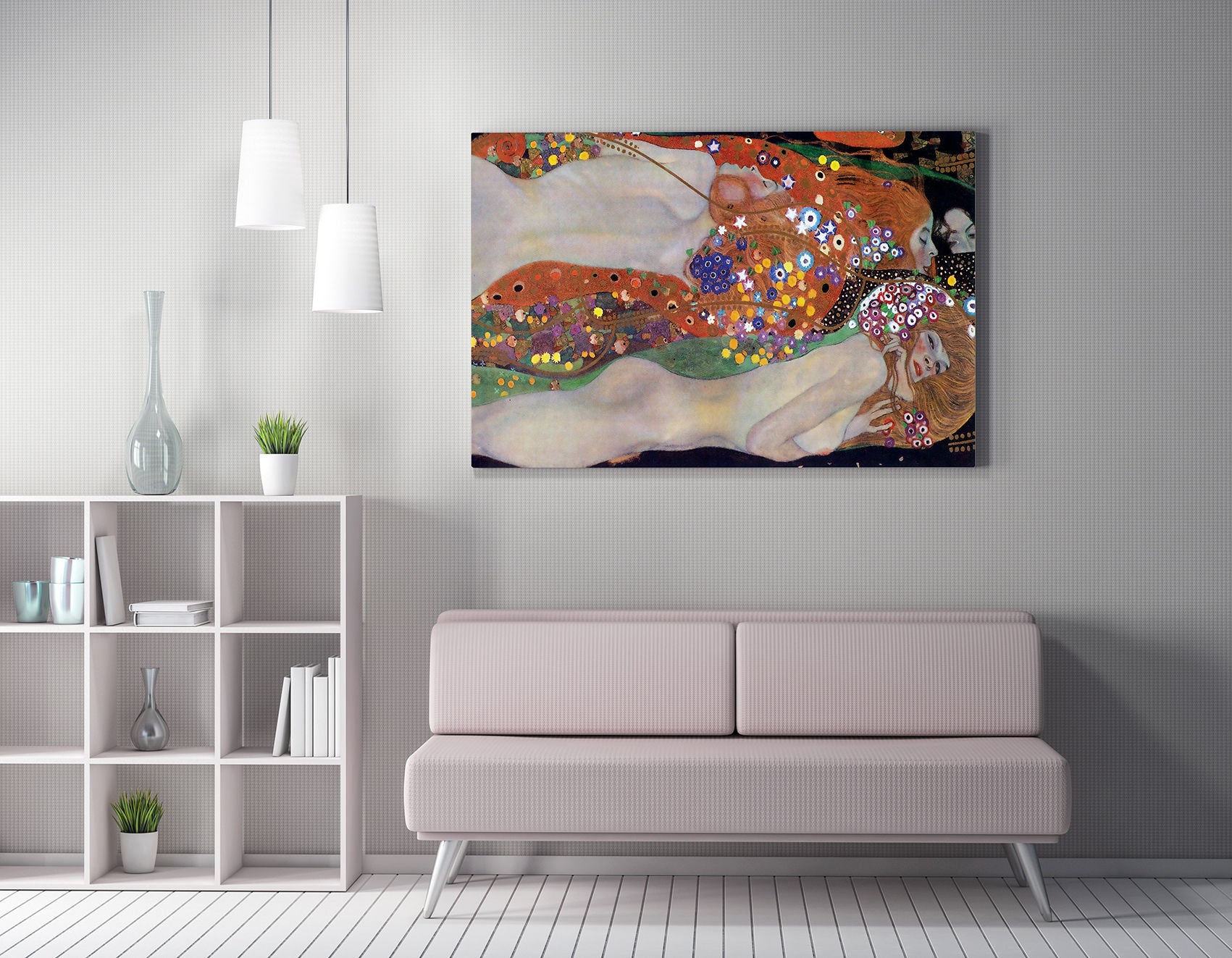 Pintura decorativa em tela com moldura – 50 x 70 cm – madeira