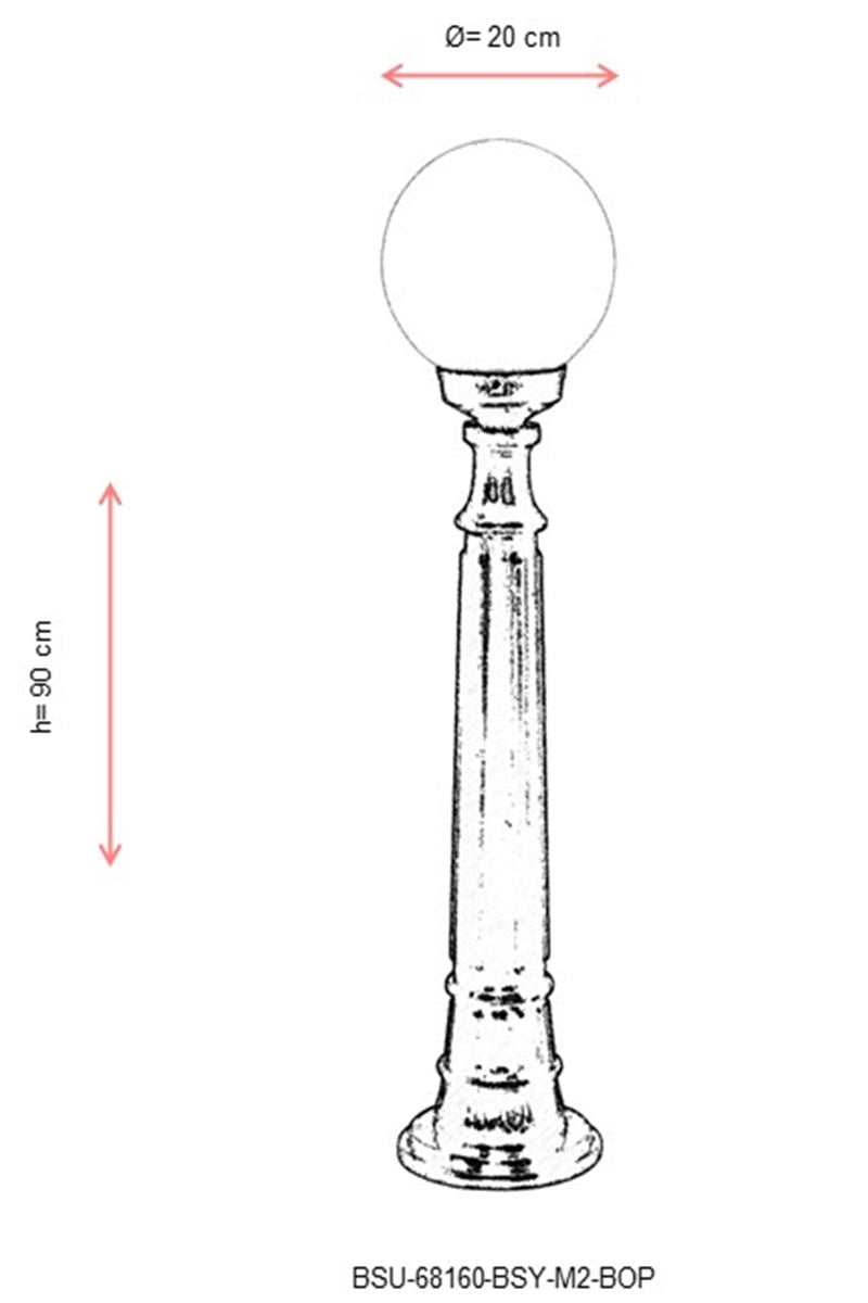 Candeeiro de Pé para área externa – 90 cm – Preto e Branco – ABS e Polietileno