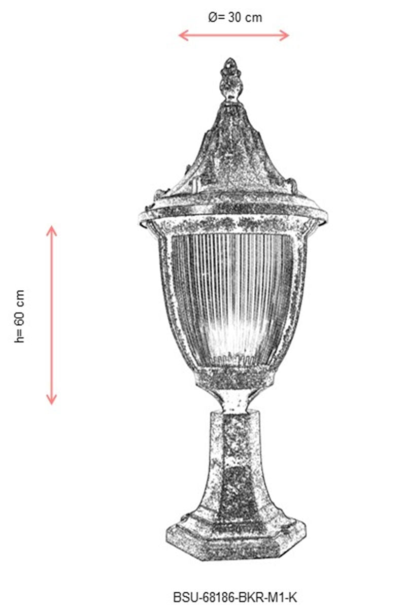 Candeeiro de Parede para Exterior – 60 cm x 30 cm – Marrom – ABS e Policarbonato
