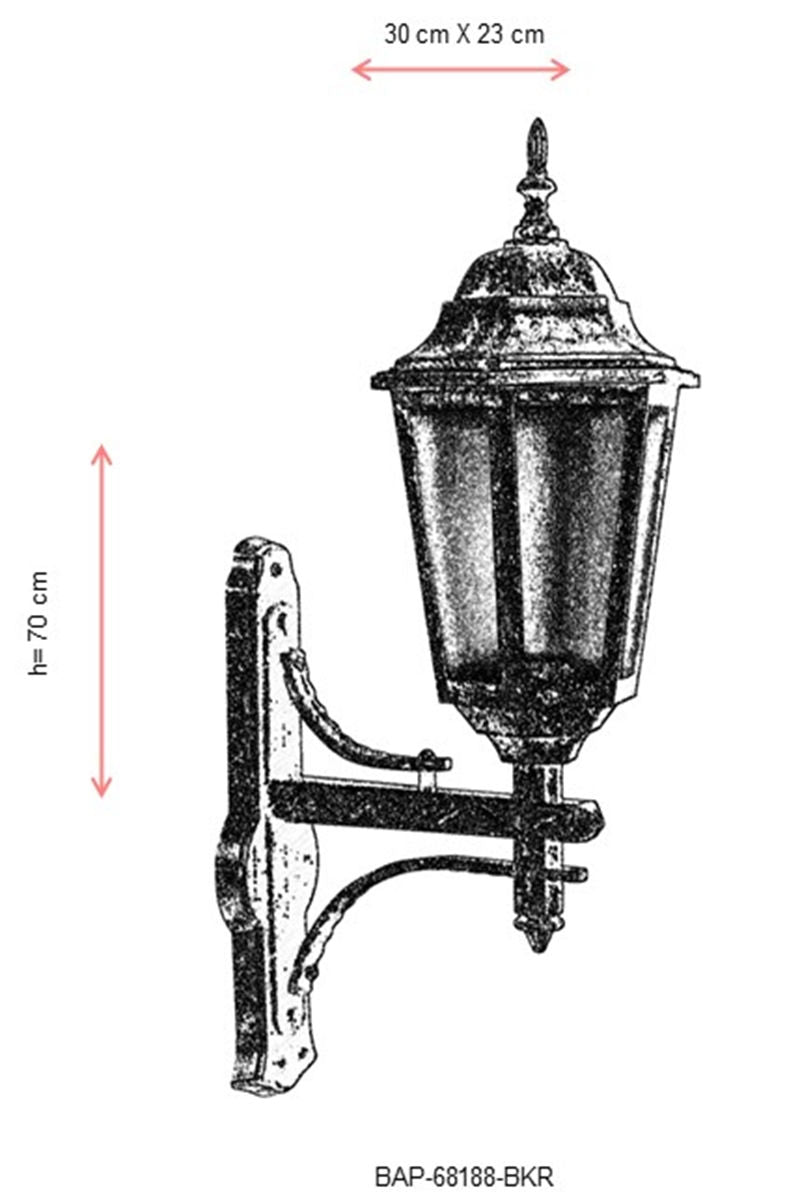 Candeeiro de Parede Exterior – 70 cm – Marrom – ABS e Policarbonato