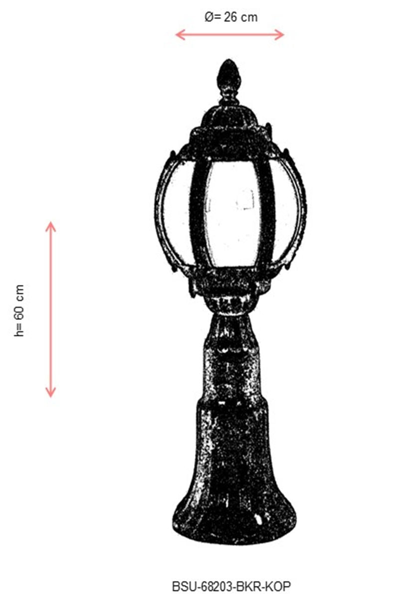 Candeeiro de Parede para Exterior – 60 cm x 26 cm – Marrom – ABS e Acrílico