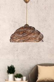 Candeeiro de Teto rústico – 36 cm diâmetro – cor antiga – plástico e madeira