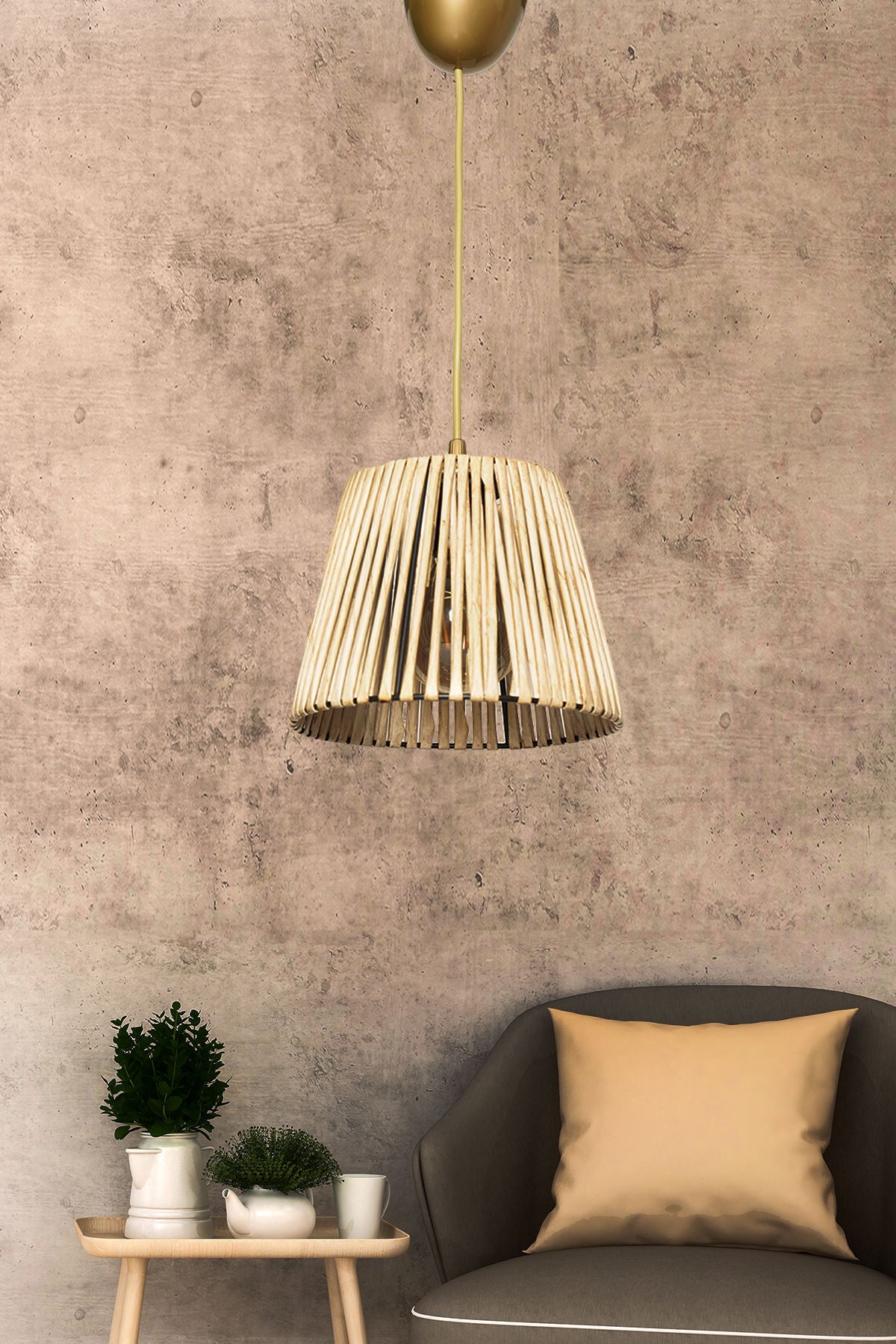 Candeeiro de Teto – 20 cm diâmetro – Natural – Metálico
