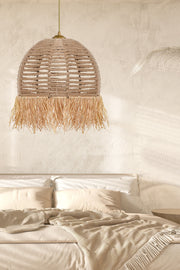 Candeeiro de Teto – 30 cm de Diâmetro – Creme – Plástico e Algodão