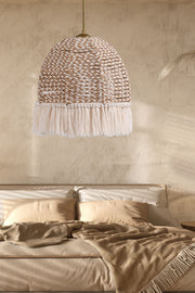 Candeeiro de Teto – 30 cm de Diâmetro – Ecru – Plástico e Algodão