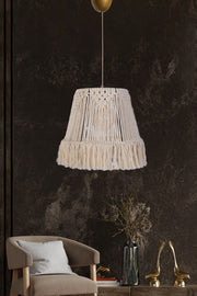 Candeeiro de Teto – 29 cm x 30 cm – Creme – Plástico e algodão