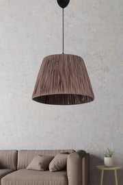 Candeeiro de Teto – 20 cm x 30 cm – Marrom – Metal e Algodão