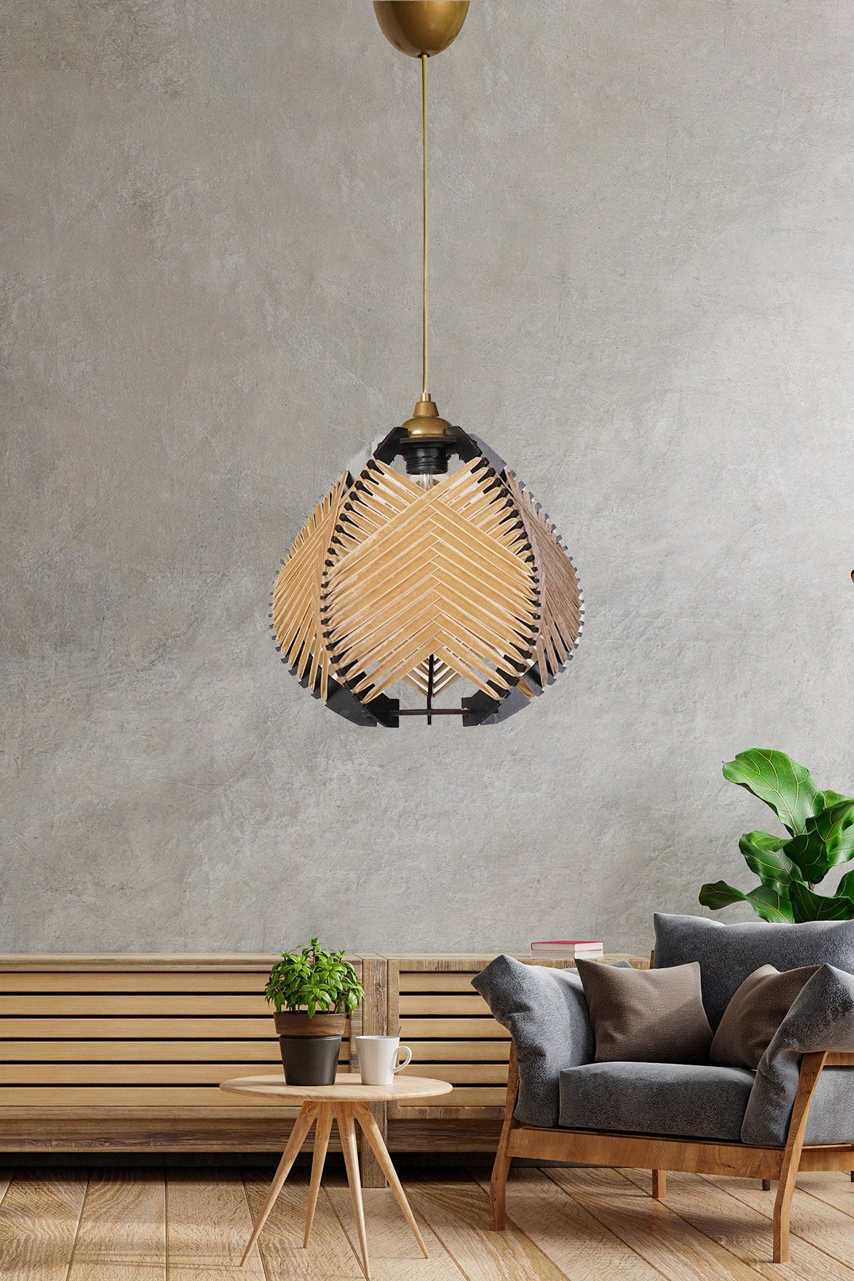 Candeeiro de Teto – 30 cm de Altura – Creme – Metal e Algodão