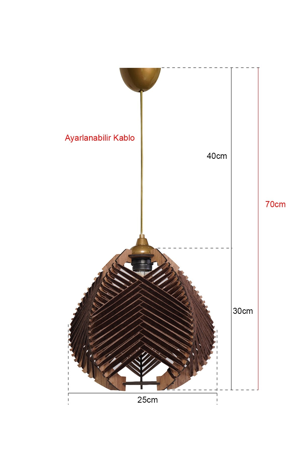 Candeeiro de Teto – 30 cm x 25 cm – Marrom – Plástico