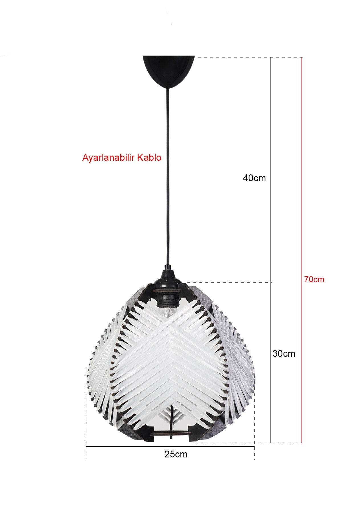 Candeeiro de Teto – 30 cm – Branco – Plástico