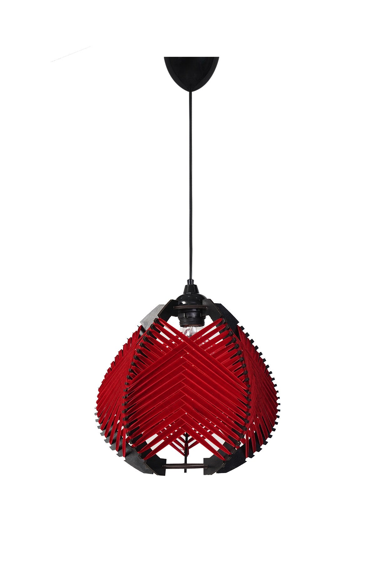 Candeeiro de Teto – 30 cm – Vermelho – Plástico e Algodão