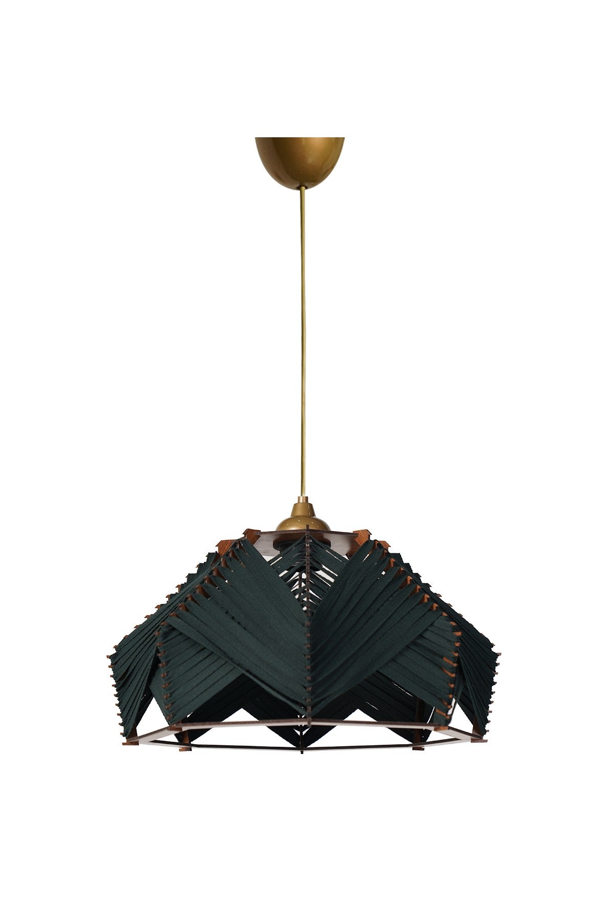 Candeeiro de Teto – 20cm x 35cm – Verde Esmeralda – Plástico e Algodão