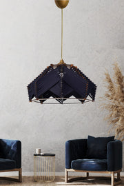 Candeeiro de Teto – 20 cm x 35 cm – Azul Marinho – Plástico e Algodão