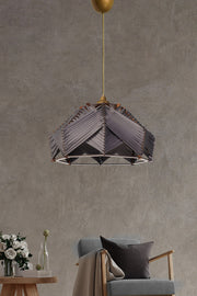 Candeeiro de Teto – 20 cm x 35 cm – Cinza – Metal e Algodão