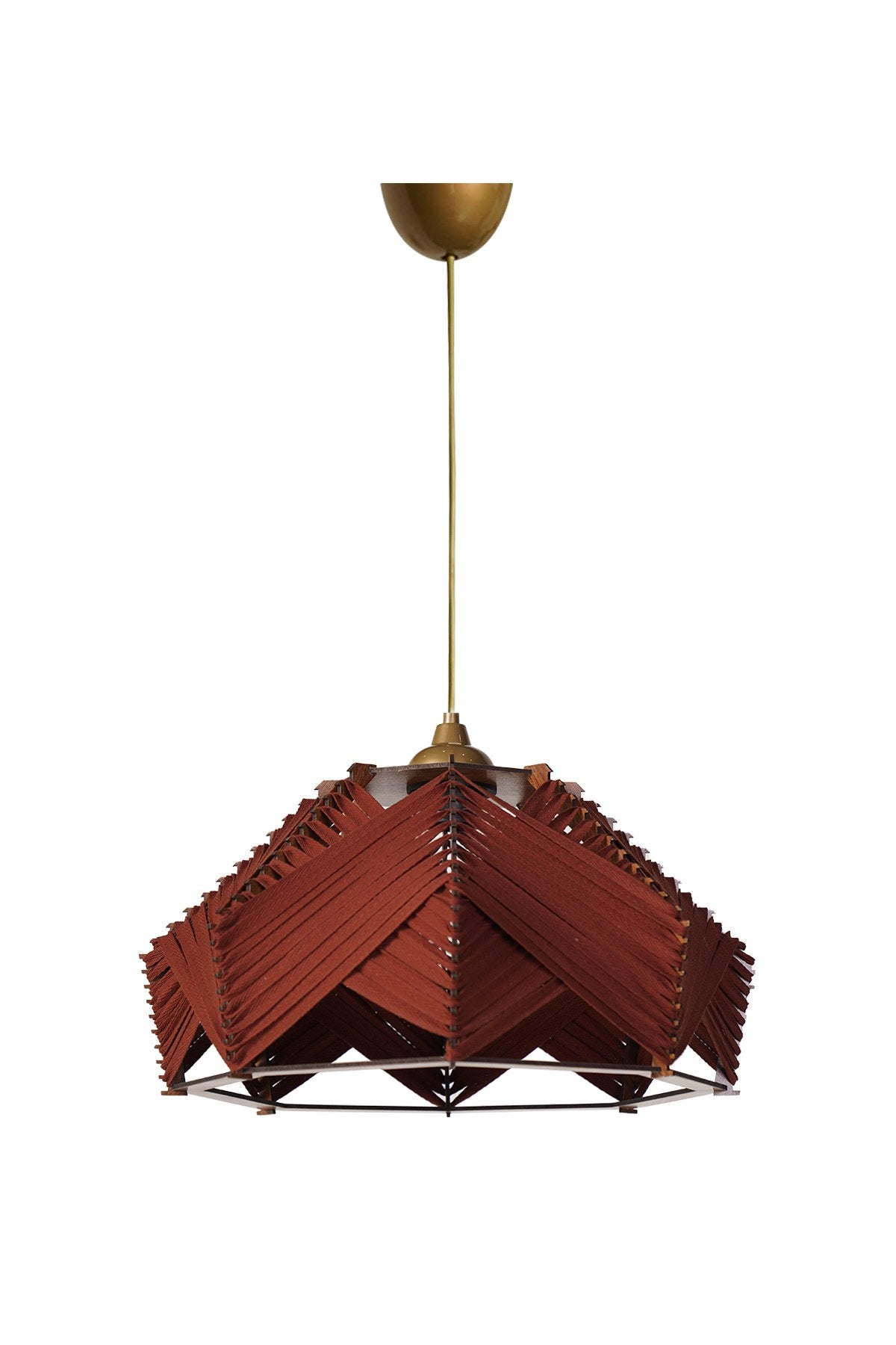 Candeeiro de Teto – 20cm x 35cm – Vermelho Azulejo – Plástico e Algodão