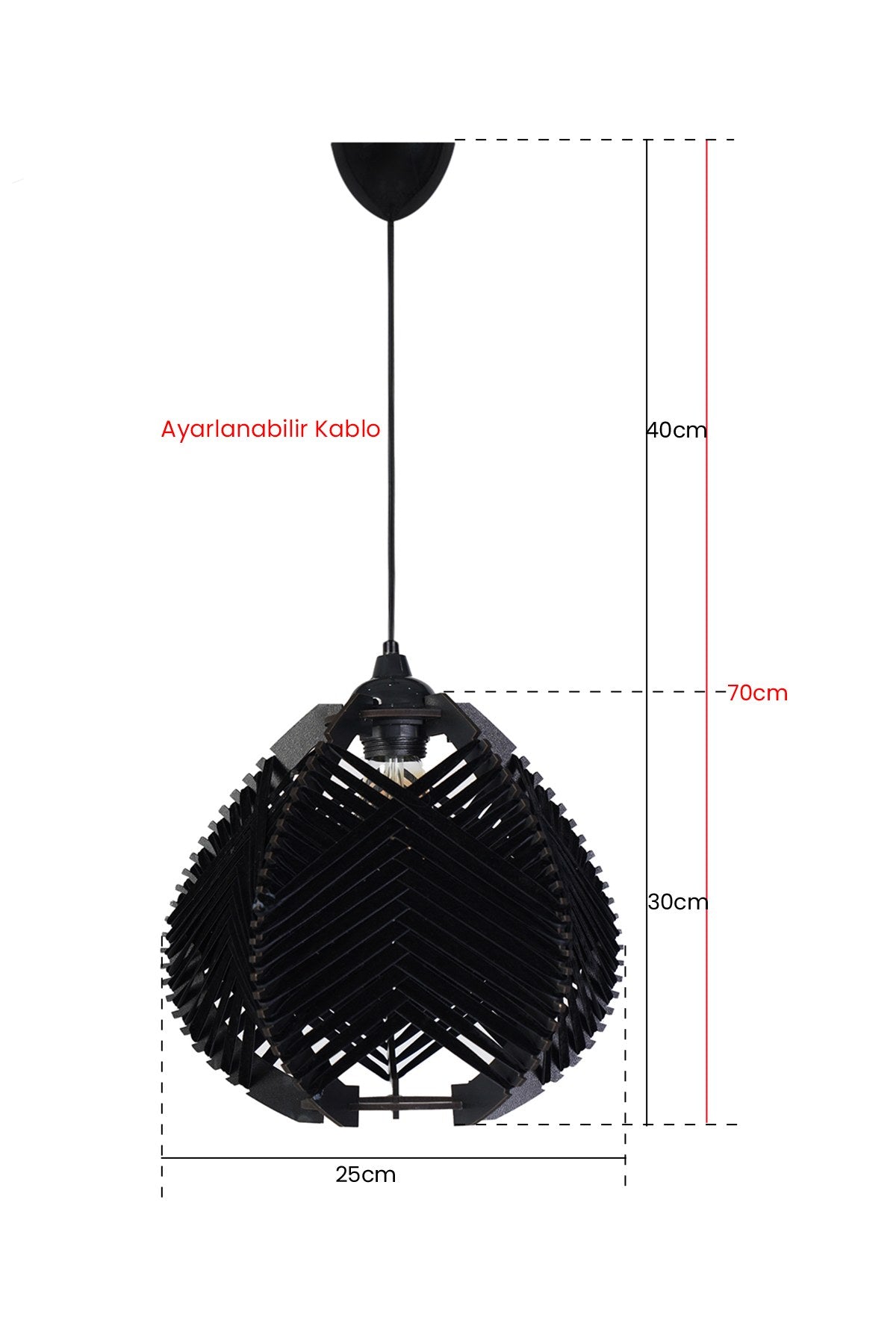 Candeeiro de Teto – 30 cm x 25 cm – Preto – Metálico