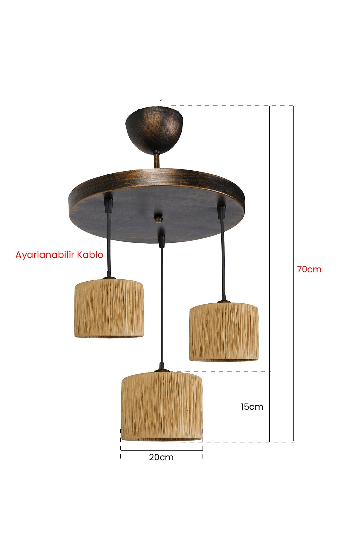 Candeeiro de Teto – 35 cm – Bege – Metal com algodão