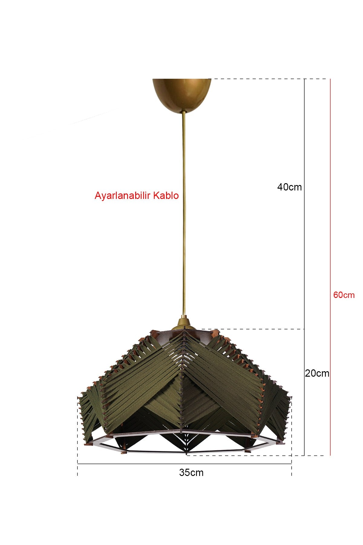 Candeeiro de Teto – 20cm altura – Cáqui – Plástico e Algodão