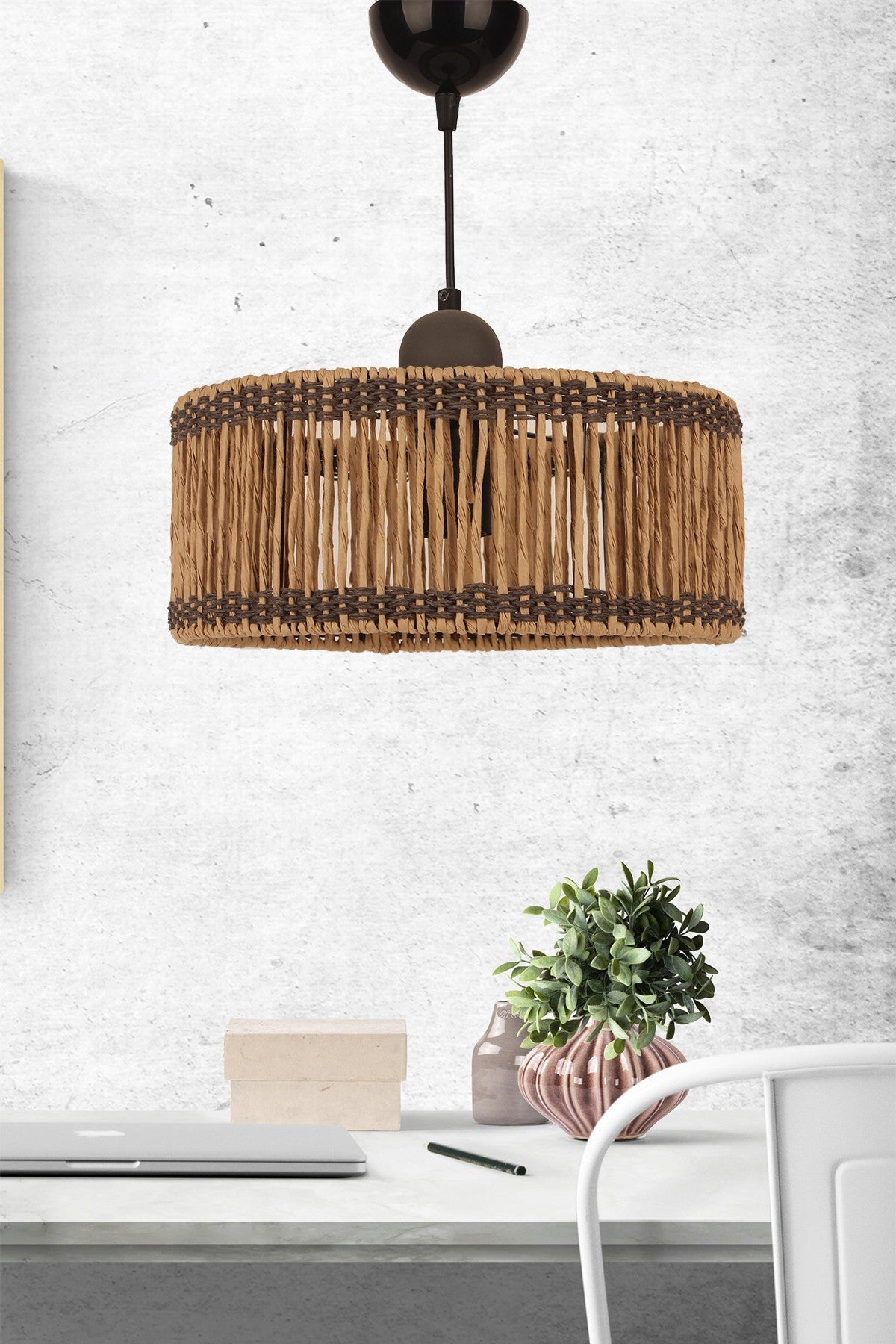 Candeeiro de Teto – Ø30 h:20 cm – Ecru – Metal