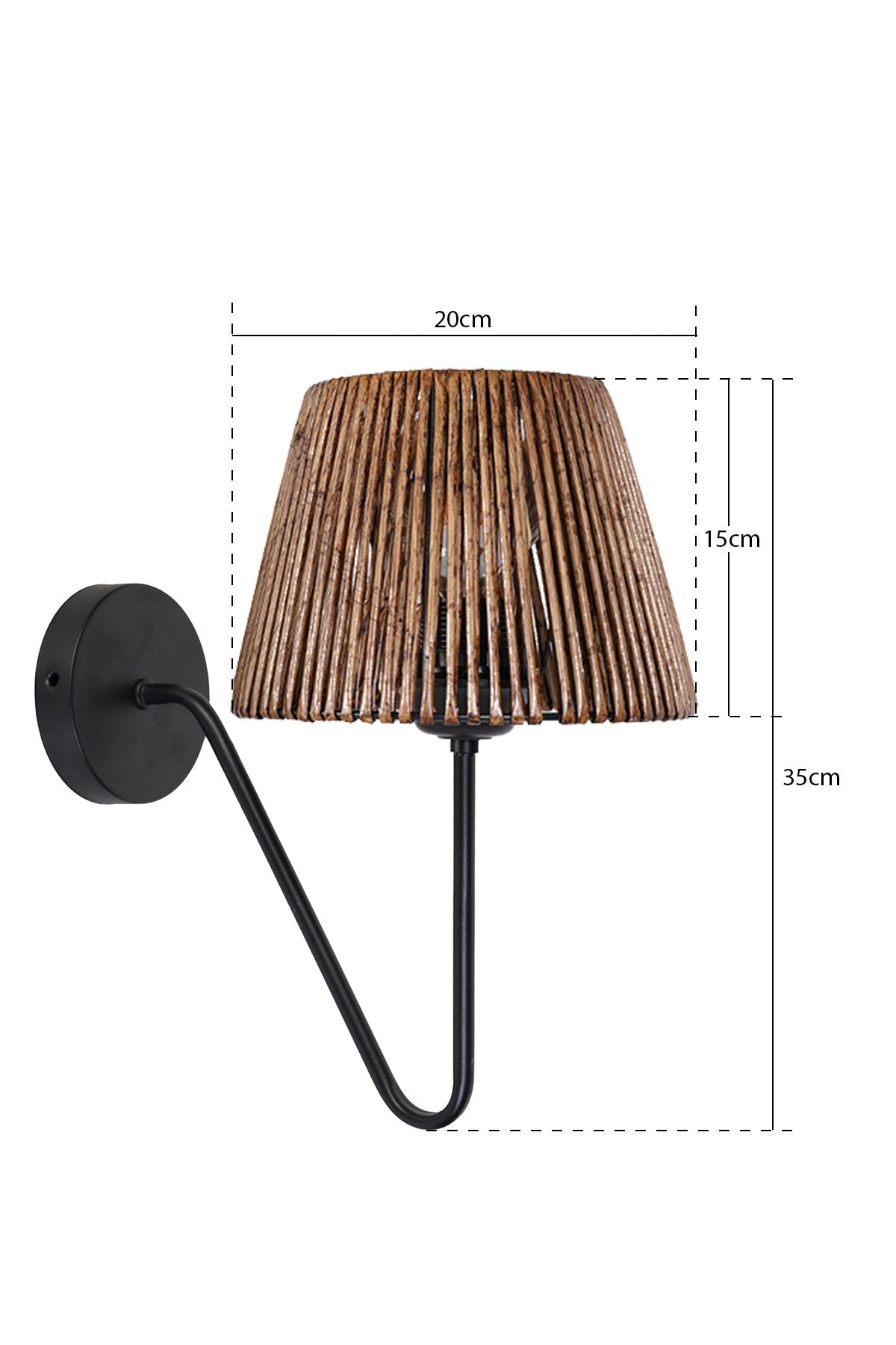 Candeeiro de Parede – 35 cm x 20 cm – Marrom – Metal e Madeira