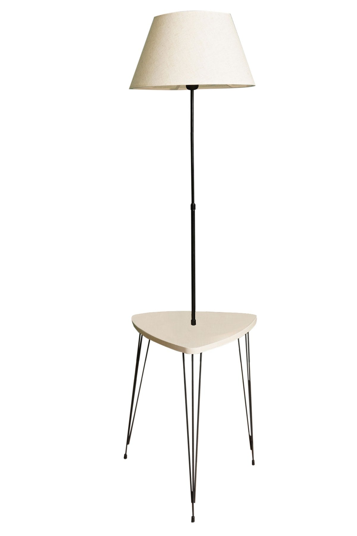 Candeeiro de Pé – 147 cm – Bege e Preto – Metal e Tecido