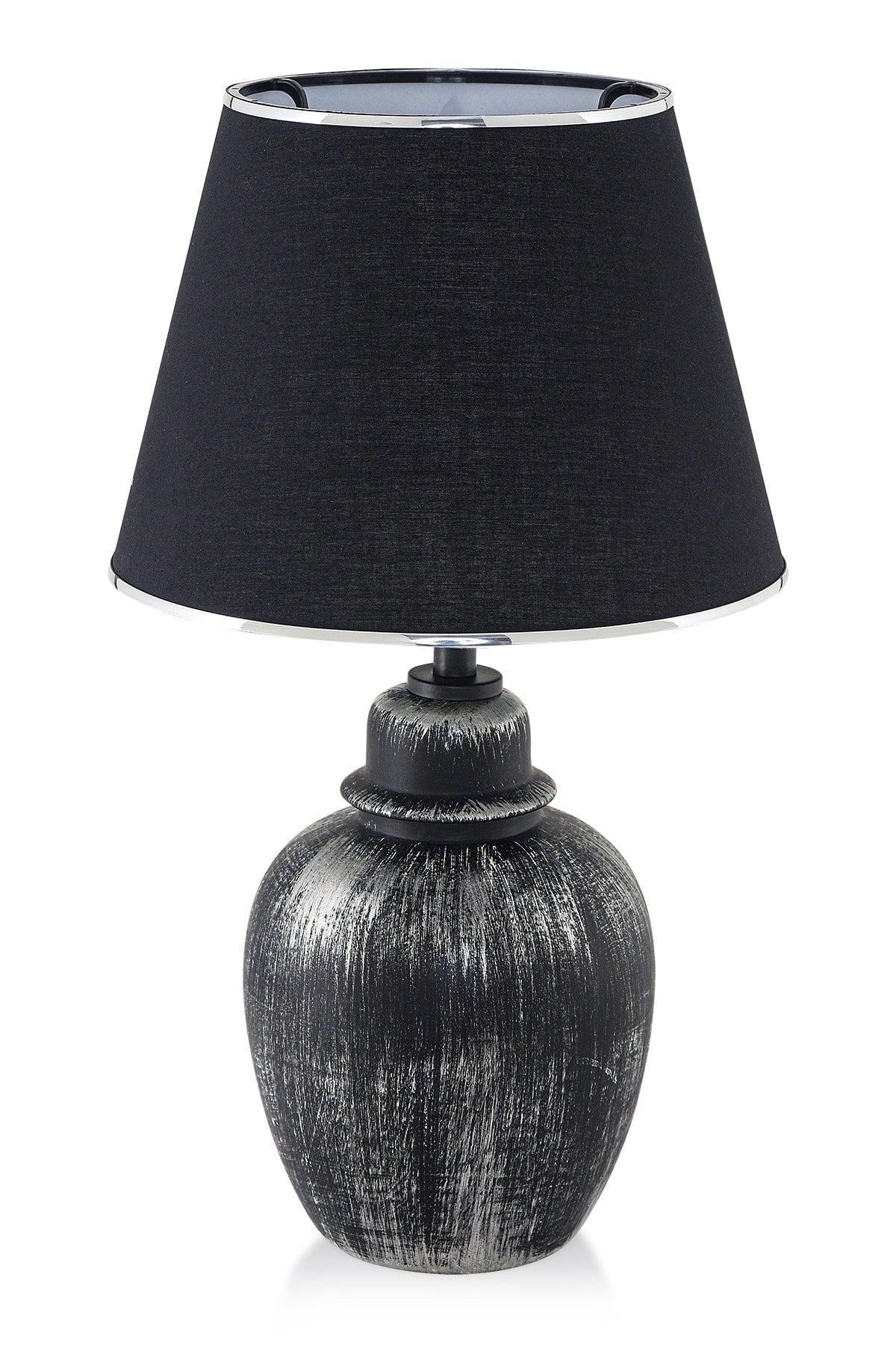 Candeeiro de Mesa – 52 cm – Preto e Prata – Metal