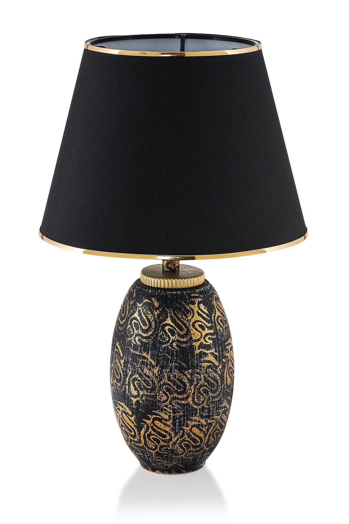 Candeeiro de Mesa – 50 cm altura – Dourado e Preto – Corpo de metal