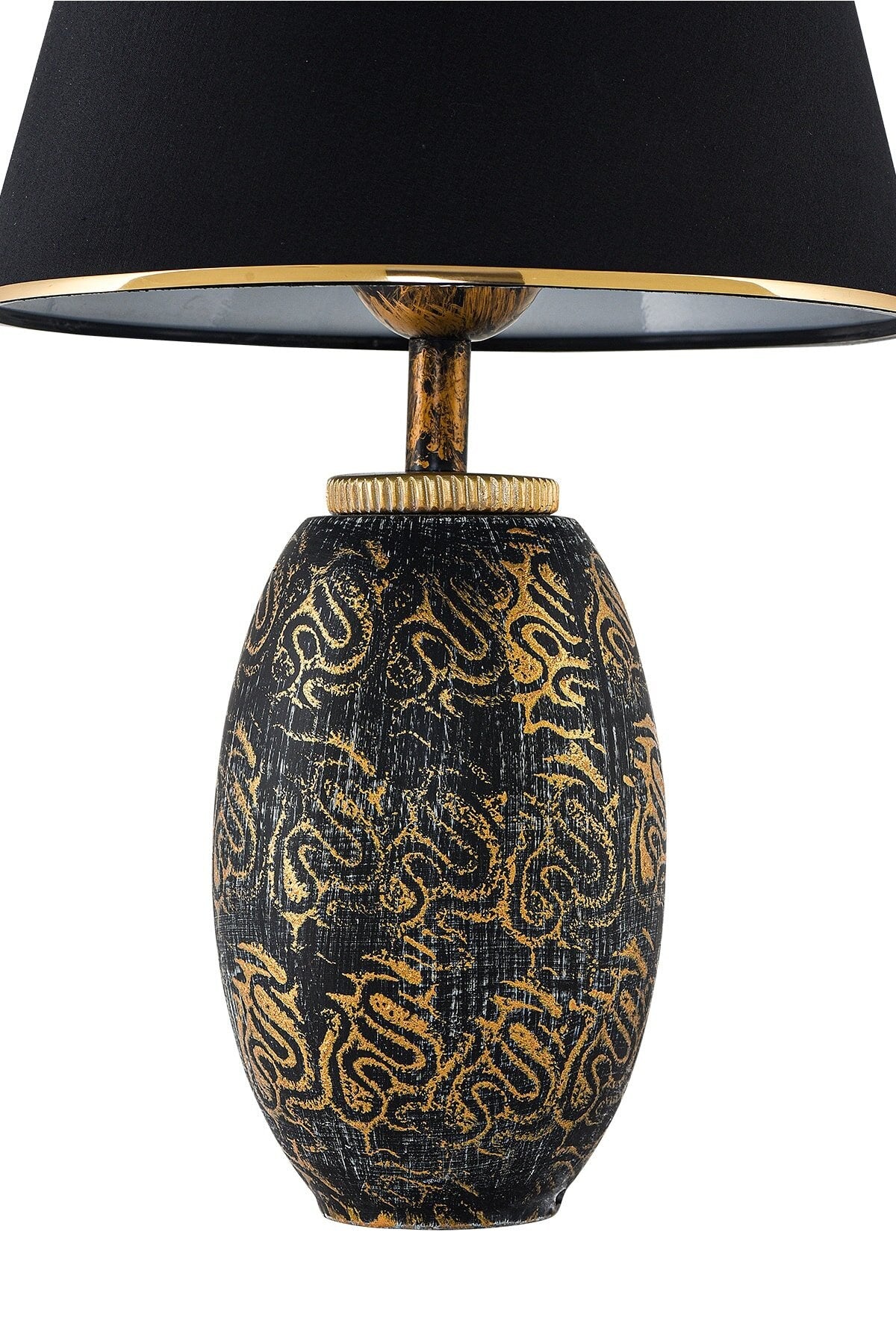 Candeeiro de Mesa – 50 cm altura – Dourado e Preto – Corpo de metal