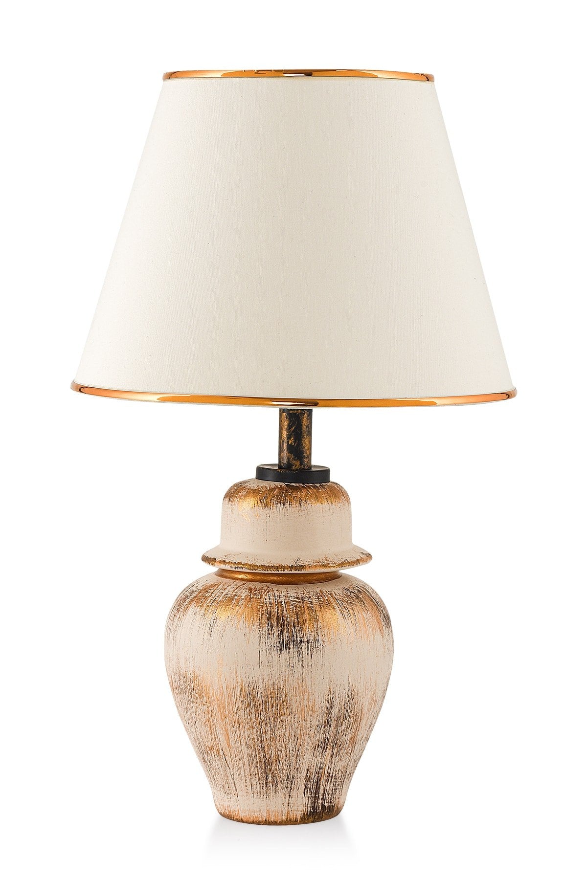 Candeeiro de Mesa – 43 cm – Creme e Dourado – Metal