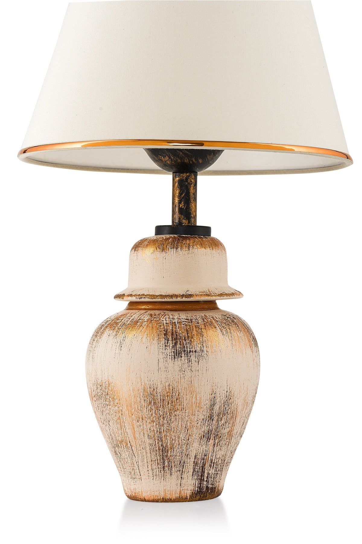 Candeeiro de Mesa – 43 cm – Creme e Dourado – Metal