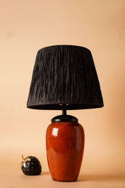 Candeeiro de Mesa de Cerâmica – 33 cm x 58 cm – Vermelho e Marrom