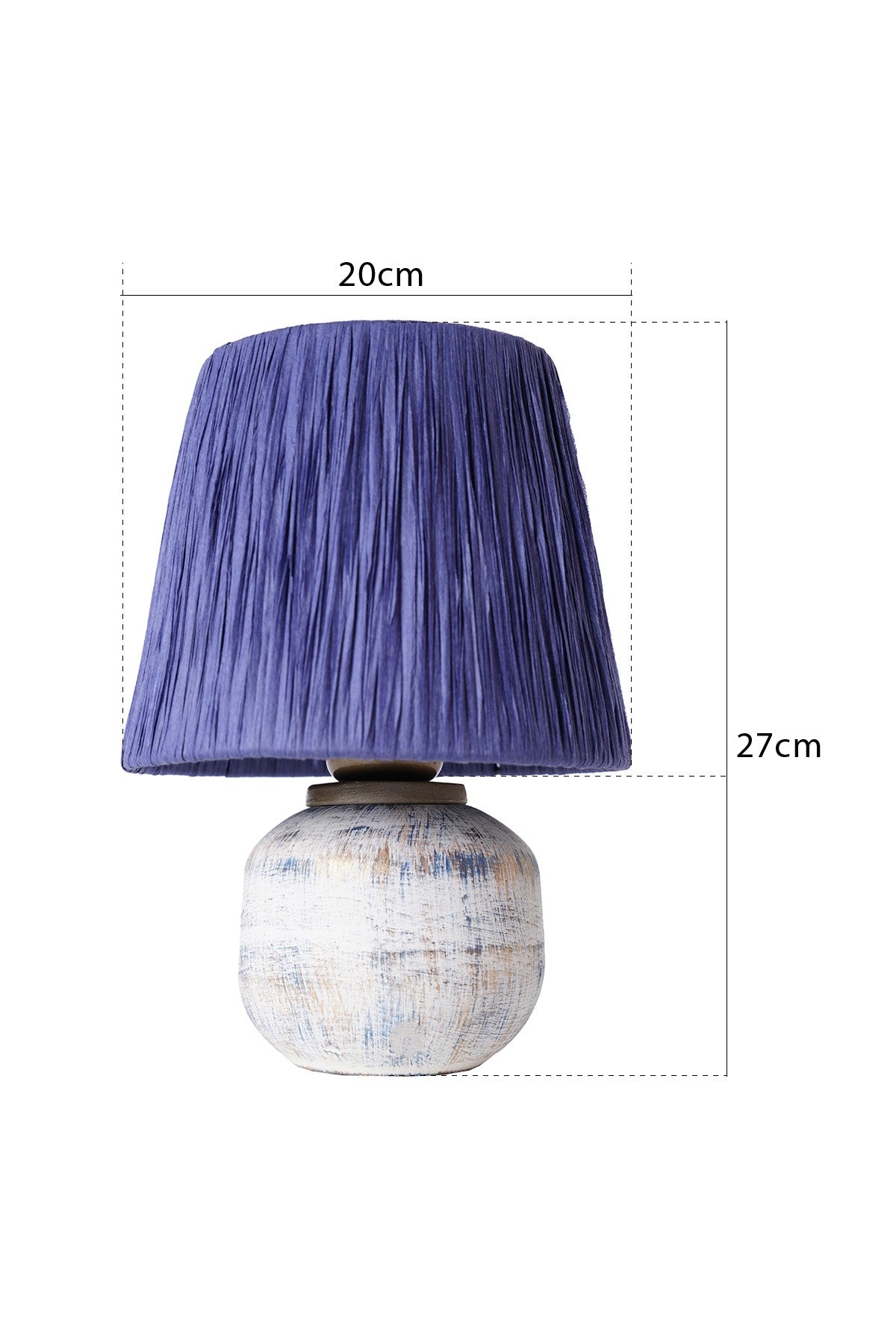 Candeeiro de Mesa de Cerâmica – 20 cm x 27 cm – Branco e Azul