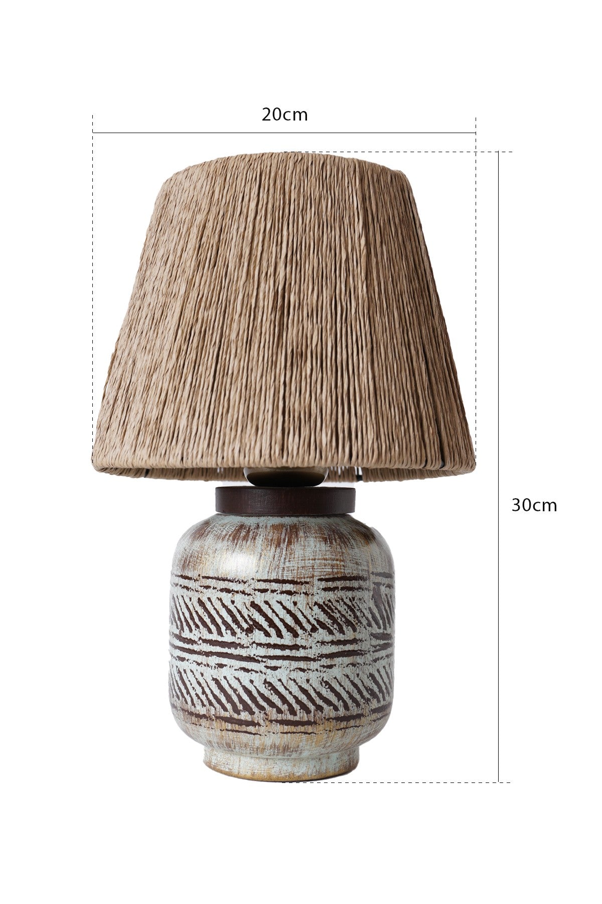 Candeeiro de Mesa – 30 cm x 20 cm – Marrom – Cerâmica