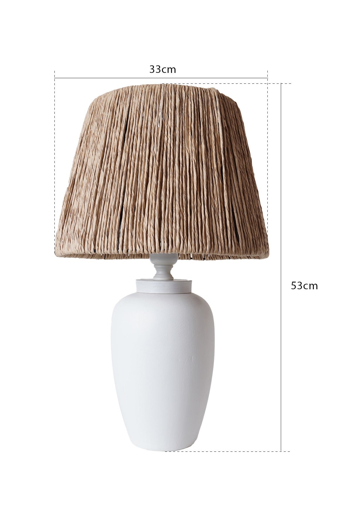 Candeeiro de Mesa – 53 cm – Branco e Carvalho – Cerâmica