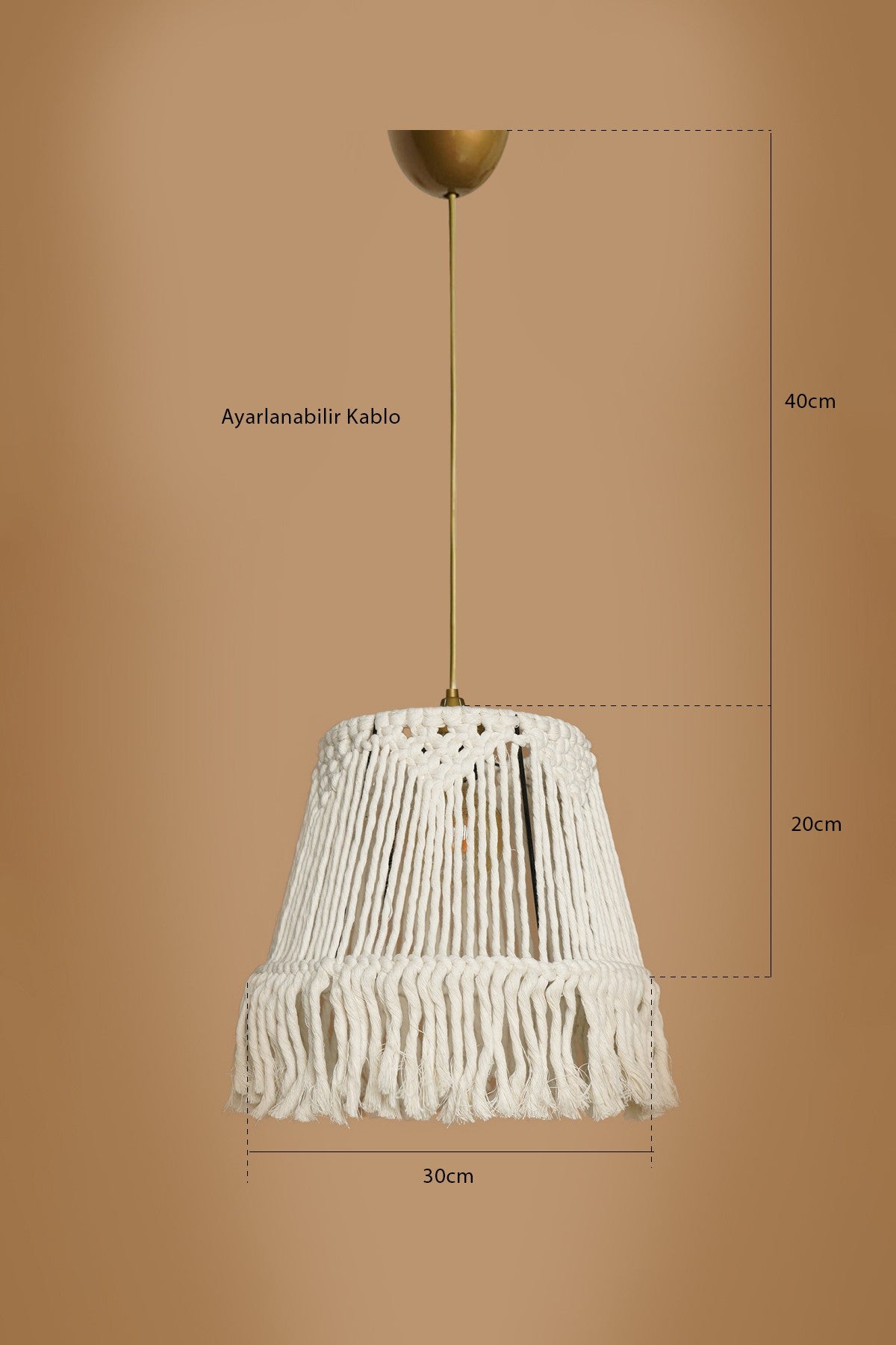 Candeeiro de Teto – 30 cm x 20 cm – Creme – Plástico